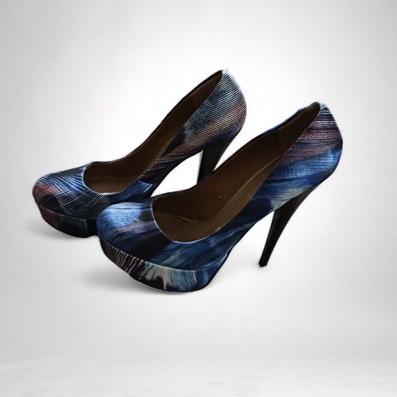 Aldo "Jerolda" Blue Multicolor Platform Stiletto Heels  Size 7 - Picture 6 of 14